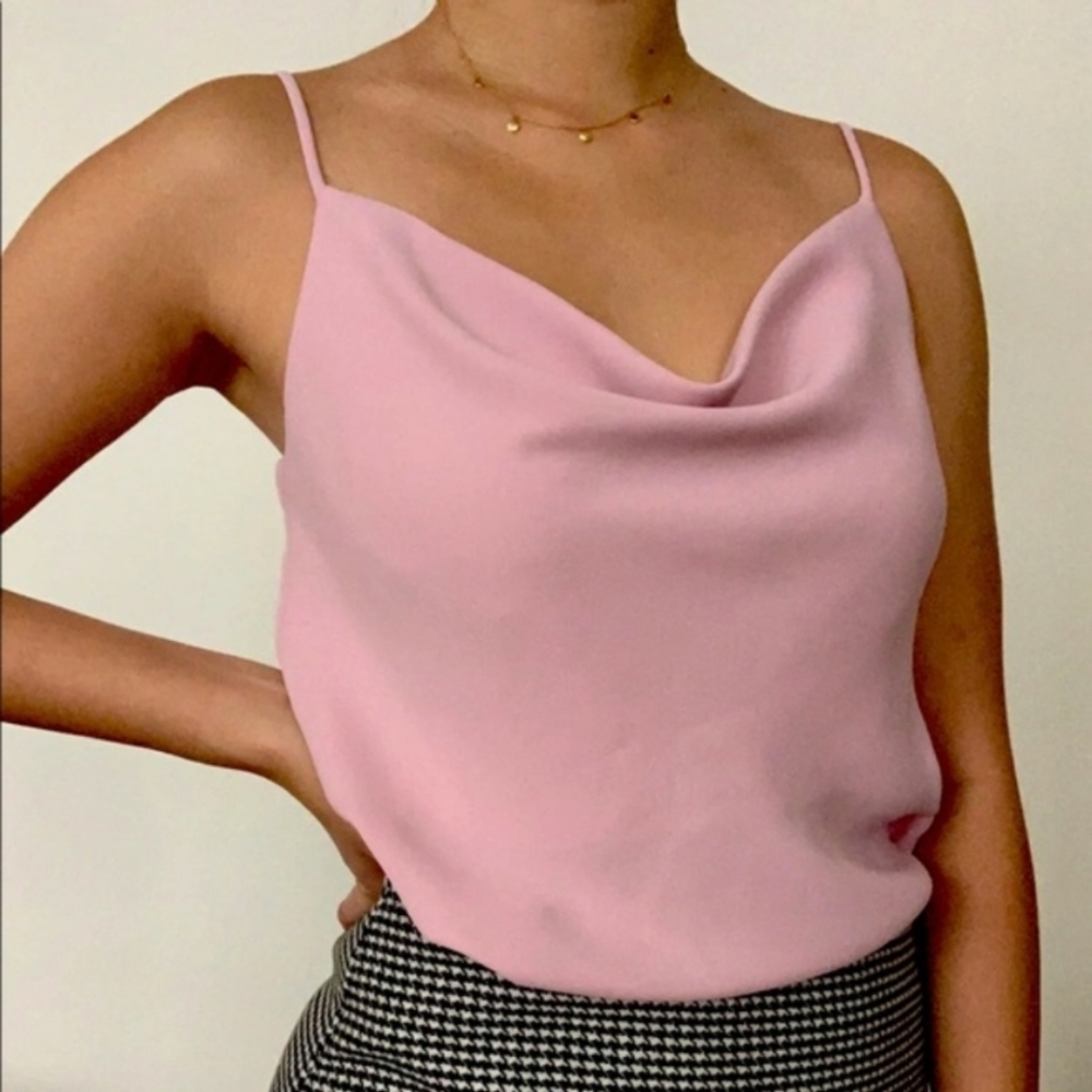 Aritzia Babaton Cowlneck Camisole, Color Pink Size S